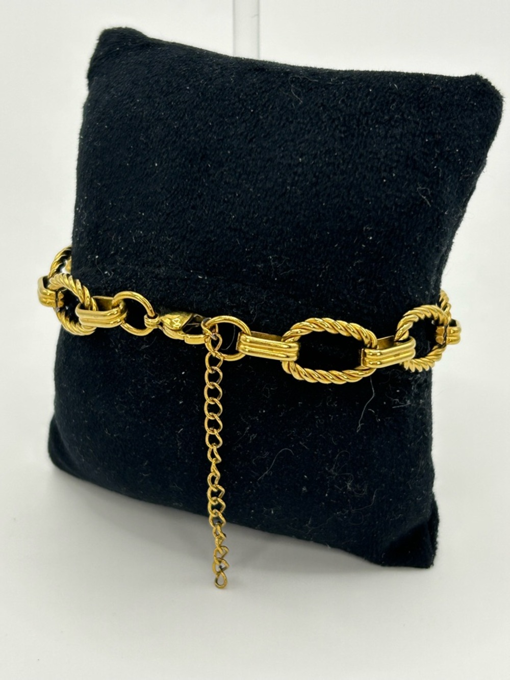 Gold Tone Rope Link Bracelet Stainless Steel 8in + Extender Chunky Chain - Picture 5 of 9